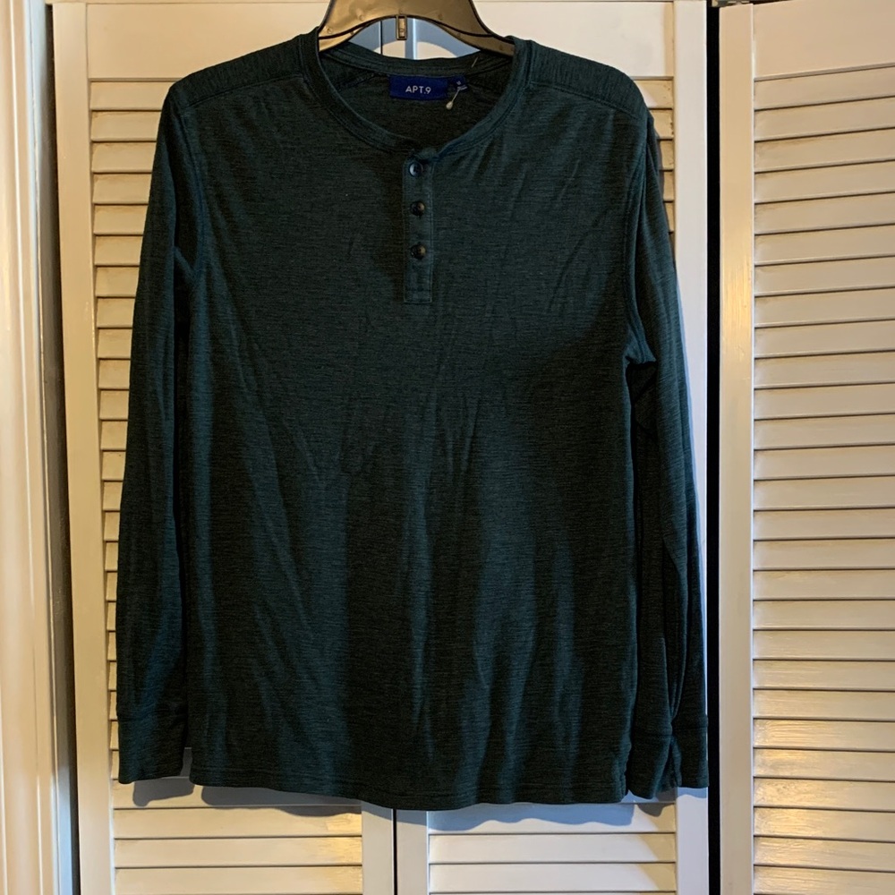 Men's Dark Green Henley Shirt